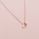 Mini Love Letter Necklace with Dangly Bezel Birthstone (Rose Gold)