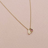 Mini Love Letter Necklace with Dangly Bezel Birthstone (Yellow Gold)