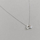 Mini Love Letter Necklace with Dangly Bezel Birthstone (White Gold)