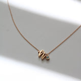 Mini Love Letter Necklace with Dangly Bezel Birthstone (Rose Gold)