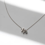 Mini Love Letter Necklace with Dangly Bezel Birthstone (White Gold)