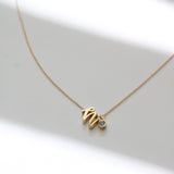 Mini Love Letter Necklace with Dangly Bezel Birthstone (Yellow Gold)