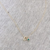 Mini Love Letter Necklace with Dangly Bezel Birthstone (Yellow Gold)