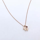 Mini Love Letter Necklace with Dangly Bezel Birthstone (Rose Gold)