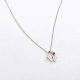 Mini Love Letter Necklace with Dangly Bezel Birthstone (White Gold)