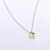 Mini Love Letter Necklace with Dangly Bezel Birthstone (Yellow Gold)