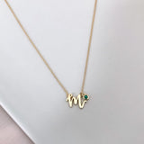 Mini Love Letter Necklace with Dangly Bezel Birthstone (Yellow Gold)